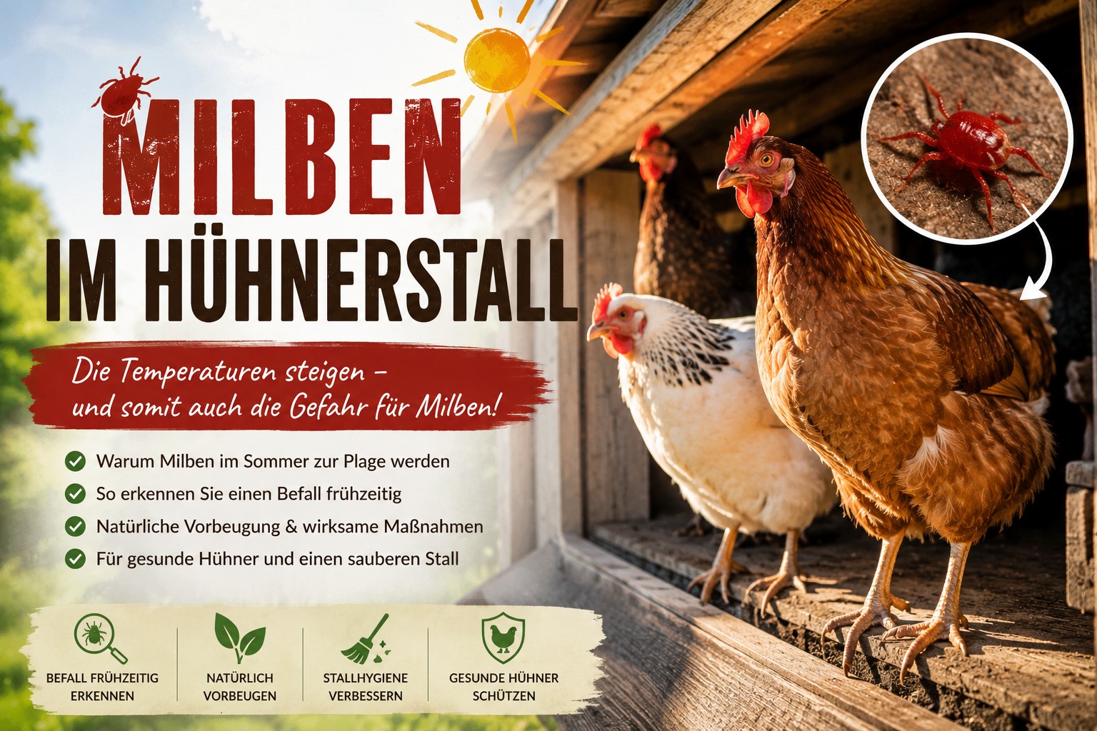 Milben im Hühnerstall: Warum die warme Jahreszeit zur Gefahr für Ihre Hühner wird