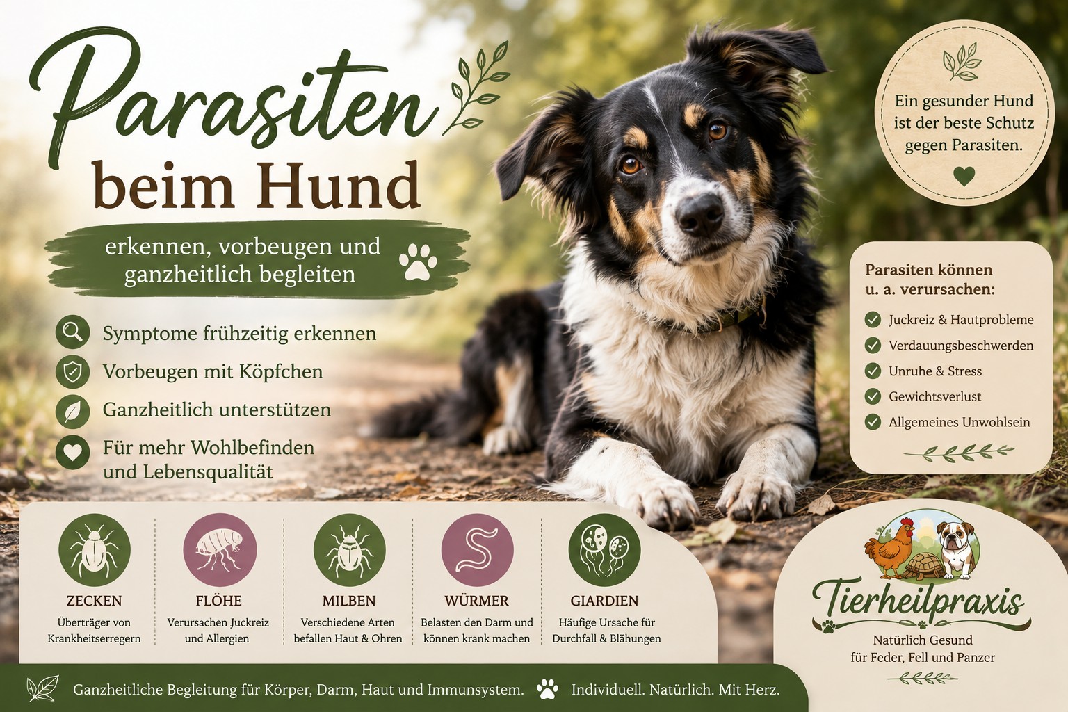 Parasiten beim Hund: Zecken, Flöhe, Milben, Würmer & Giardien
